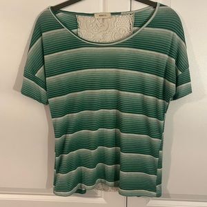 Noble U Turquoise and White Striped Top